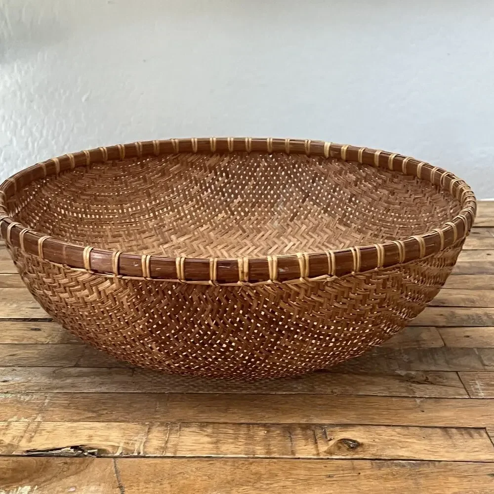 Vintage Hand Woven Wicker Winnowing Basket 15